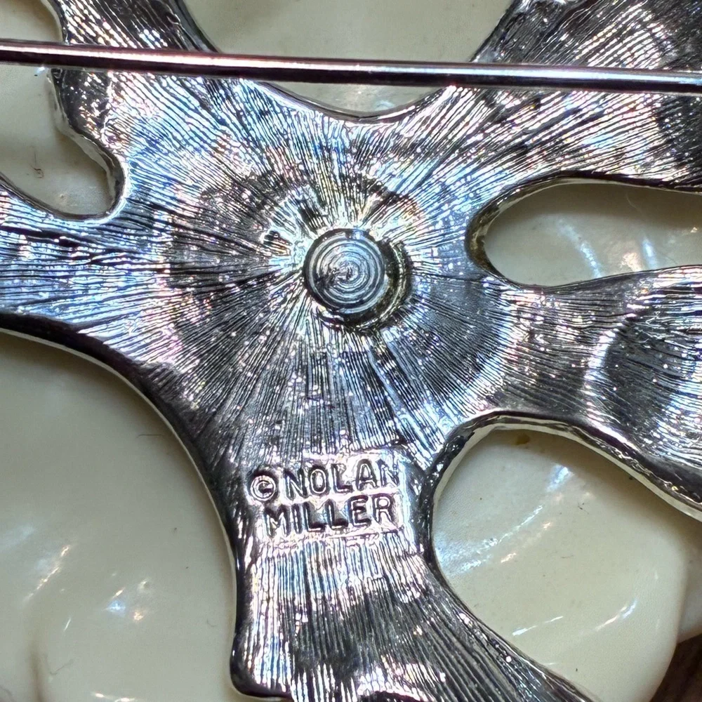 Nolan Miller Cream Camilla Rhinestone Brooch